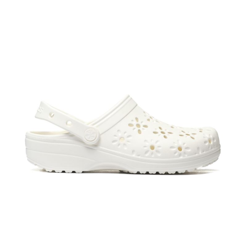 Crocs CLASSIC FLORAL CUT OUT CLOG CHALK 210927-0WV