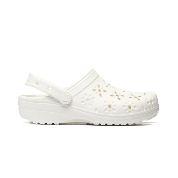 Crocs CLASSIC FLORAL CUT OUT CLOG CHALK 210927-0WV