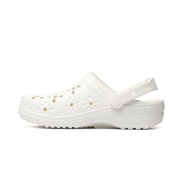 Crocs CLASSIC FLORAL CUT OUT CLOG CHALK 210927-0WV