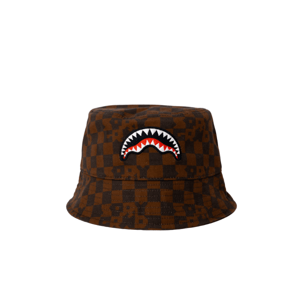 SPRAYGROUND BROWN CHECK BUCKET CAP