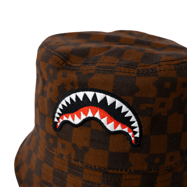 SPRAYGROUND BROWN CHECK BUCKET CAP