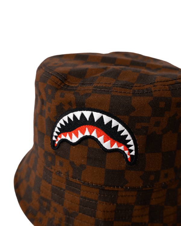 SPRAYGROUND BROWN CHECK BUCKET CAP