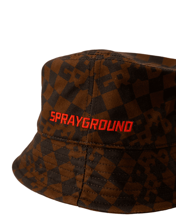 SPRAYGROUND BROWN CHECK BUCKET CAP