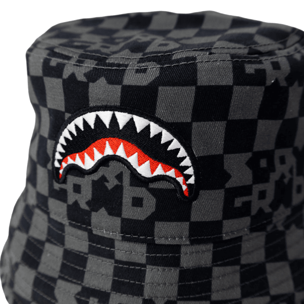 SPRAYGROUND GREY CHECK BUCKET CAP
