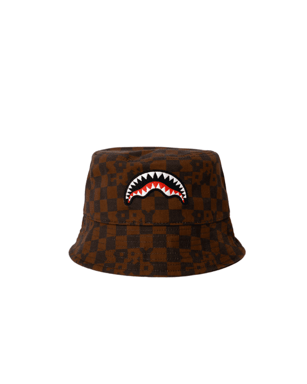 SPRAYGROUND BROWN CHECK BUCKET CAP