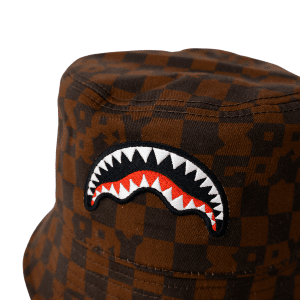 SPRAYGROUND BROWN CHECK BUCKET CAP