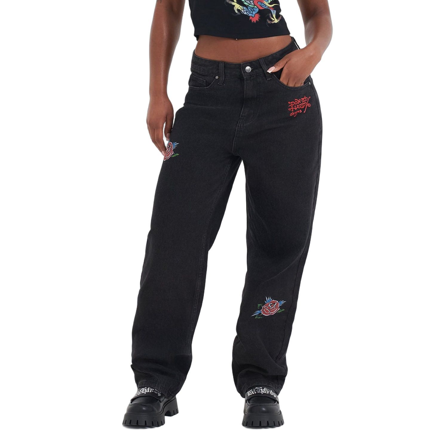Ed Hardy BLOOMING DEATH RELAXED JEAN ED3509 - obrazek 2