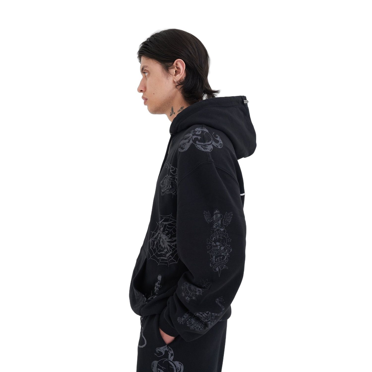Ed Hardy MENS TATTOO CLUB ZIP THRU HOODIE ED5172 - obrazek 3